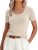 ANRABESS Womens Short Sleeve Sweaters Wool Blend Summer Scoop Neck Casual Busine