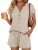 LILLUSORY Womens Henley 2 Piece Short Sets Summer 2026 Lounge Spring Beach Airpo