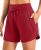Women’s 5″ Athletic Gym Running Shorts with Zipper Pockets,Red,S