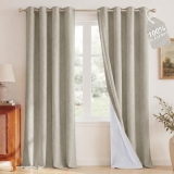 NICETOWN 100% Blackout Linen Curtains 96 inches Long