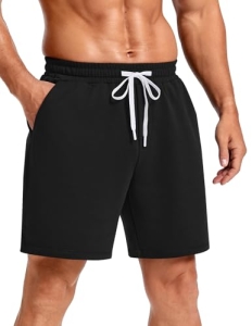 PINSPARK Men’s Casual Sweat Shorts 7″ Lightweight Cotton Blend Athletic Running