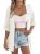 EVALESS Cardigan Sweaters for Women Crochet Short Sleeve Open Front Knit Kimono