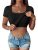 ANRABESS Womens Short Sleeve Tops Built in Bra Summer T Shirts Scoop Neck Ribbed