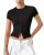 QINSEN Women’s Crewneck Short Sleeve T Shirts Ribbed Button Going Out Trendy Top