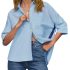 Cicy Bell Womens Floral Short Puff Sleeve Tops V Neck Patchwork Boho Summer Blou