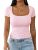 Dwnval Womens Summer Sexy Square Neck Tops Double Lined Short Sleeve Shirts Slim
