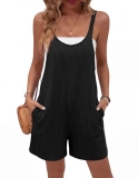 Ekouaer Rompers for Women Casual Loose Sleeveless Overalls Shorts Knit Jumpsuits