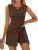Caracilia Women Summer Sleeveless Bodycon Tie Cinched Waist Romper Skort Mini Dr