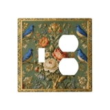 Jszwcy Decorative Outlet Covers Rococo Vintage Floral Hummingbird Motif 2 Gang L
