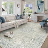 HUGEAR Area Rugs 6×9 Machine Washable Vintage Sage Green Living Room Bedroom Rug