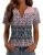 LOMON Womens Graphic Tunic Tops Pink Boho Print V Neck Short Sleeve Soft Flowy B
