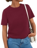 PRETTYGARDEN Womens Short Sleeve Tops Summer 2026 Casual Crewneck Cotton Basic T