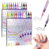 Nail Art Pens, 2-Pack 12 Colors Each (24 Pens Total) 0.5mm Fine Tip Water-Based