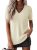 Jouica Womens Short Sleeve Sweaters Side Slit V Neck Sweater Shirts Business Cas
