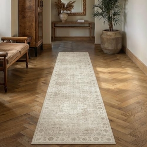 PureCozy 2×8 Beige Runner Rug Washable Non-Slip