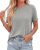 KIRUNDO Short Sleeve Tops for Women Summer Trendy Casual Crew Neck Plain T Shirt