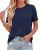 KIRUNDO Short Sleeve Tops for Women Summer Trendy Casual Crew Neck Plain T Shirt