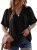 Astylish Women’s Summer Puff Short Sleeve V Neck Dressy Peplum Tops Ruched Busin