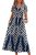 OFEEFAN Summer Dresses for Women Flowy Short Sleeve V Neck A Line Dress Spring B
