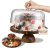 Fyctio Cake Stand with Lid, 2 in 1 Acacia Wood Acrylic Dome, No Glass, 12in