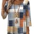 LOMON Womens Graphic Tunic Tops Pink Boho Print V Neck Short Sleeve Soft Flowy B