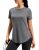 Workout Shirts Women Dry Fit Short Sleeve Athletic Lightweight Tops Grey,L