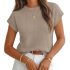 Charmo Scallop Ribbed One Piece Bathing Suit Women Square Neck Retro Modest 1 Pi