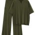 FireSwan Linen Pants Women Wide Leg Palazzo Pants Flowy Elastic Waist Summer Bea