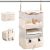 Hanging Closet Organizer, Foldable Beige Mesh Shelves with Zipper Bag