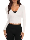 Women’s Tops V Neck Workout Sets for Women Pilates Outfits White Tops for Women