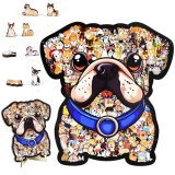 GAKICO 135pcs Wooden Jigsaw Puzzle: Colored Dog Shaped Wooden Puzzle Unique Anim
