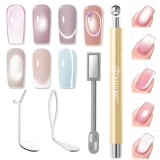 modelones Cat Eye Magnet Set, 5PCS 3-in-1 Dual-Head Nail Magnet Pen with Heart
