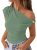 PRETTYGARDEN Womens Summer Off The Shoulder Crop Tops Ribbed Going Out Fitting T