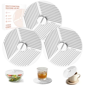 FINENUT 3 Pack 6 Inch Silicone Lids for Bowls