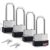 Kwikset Laminated Steel Padlock with Hardened Steel Shackle, 4-Pack, Silver