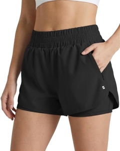 Stelle 2 in 1 Womens Running Shorts High Waisted Athletic Workout Gym Short with