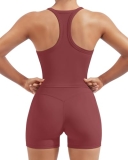 SUUKSESS Women 2 Piece Workout Sets High Waisted Biker Shorts with Pockets Built