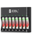 EBL Rechargeable AAA Batteries Lithium with Charger 8 Pack