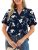 Simplee Womens Button Down Puff Ruffle Short Sleeve Blouse Tops V Neck Summer Em