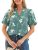 Simplee Womens Button Down Puff Ruffle Short Sleeve Blouse Tops V Neck Summer Em