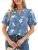 Simplee Womens Button Down Puff Ruffle Short Sleeve Blouse Tops V Neck Summer Em