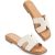 KENMITDY Women Slide Sandals Fashion Flat Soft Memory Foam Comfortable Faux Leat