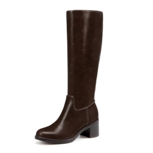 Athlefit Knee High Boots Women Round Toe Fall Boots Brown Suede Size 7.5