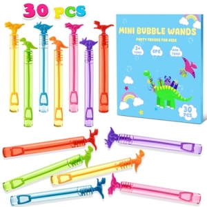 Mini Bubble Wands Bulk Dinosaur Party Favors for Kids 30 Pack Small Bubbles for