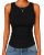 GAYHAY Black Tank Top Woman Cotton Summer Tops Clearance High Neck Sleeveless Ri