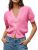 Saodimallsu Womens Puff Short Sleeve Cardigans Lightweight Sweater Tops