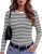 Zeagoo Long Sleeve Tops for Women Striped Shirts Crewneck Ribbed T-Shirt