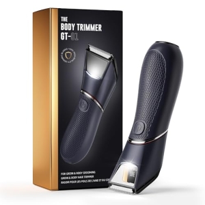 JMJDYITAO Body Hair Trimmer for Men: Mirror & LED Light, IPX7 Wet or Dry