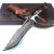 SAN TONG XIONG Damascus Hunting Knife,10.4″ Fixed Blade VG10 Leather Sheath
