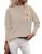 LOMON Mock Neck Sweaters for Women Fall Cable Knit Winter Outfits (Khaki,S)